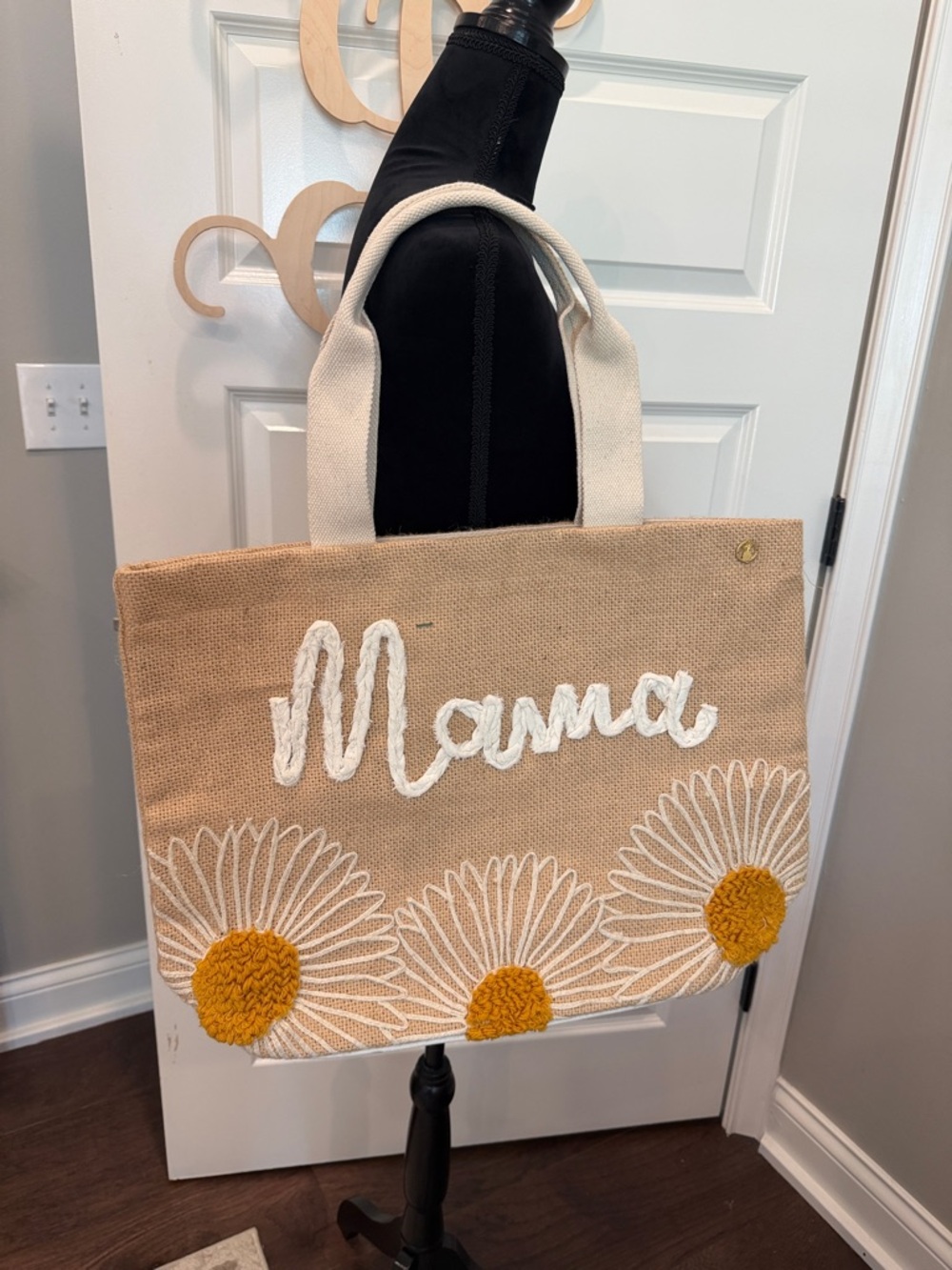 Mama Daisy Tote Bag in Natural and Mustard
